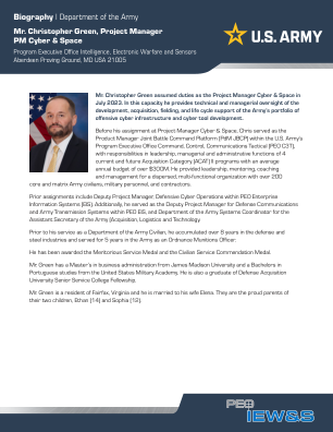 Christopher Green 先生，PM Cyber​​ & Space 项目经理